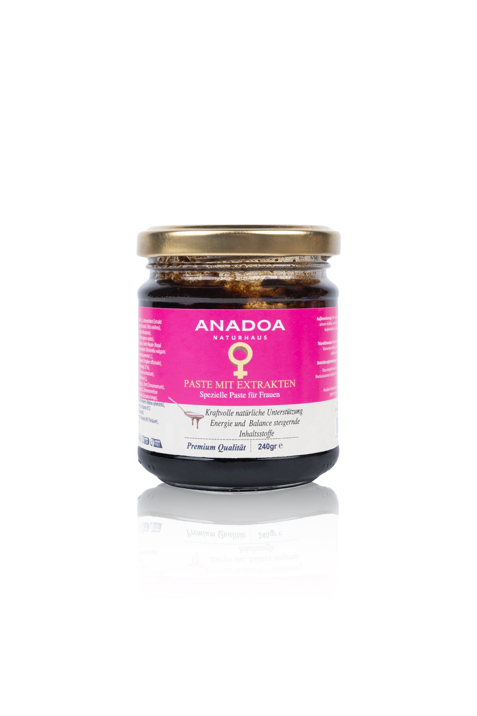 Paste mit Extrakten für Frauen in einem 240 g Glas – 100 % natürliche Rezeptur mit Blütenhonig, Mönchspfeffer & Superfoods zur Unterstützung von Hormonbalance & Vitalität.